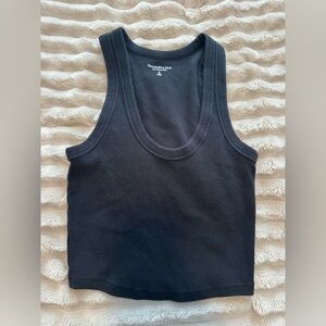 Abercrombie & Fitch Women's Black Ribbed Crop Top